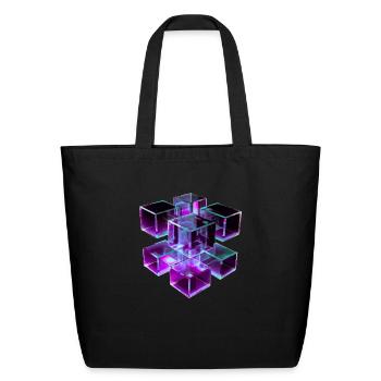 Depth Grid – Cubes in Motion - Eco-Friendly Cotton Tote - black - Front