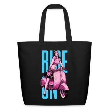 Retro Pop Scooter Girl - Eco-Friendly Cotton Tote - black - Front