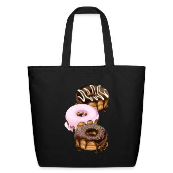 Tasty sweet Donuts candy illustration cartoon - Eco-Friendly Cotton Tote - black - Front