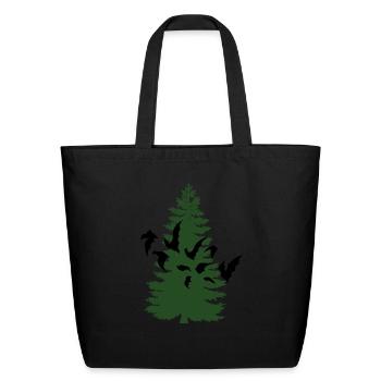 Pine tree & birds - Eco-Friendly Cotton Tote - black - Front