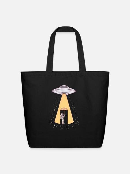 Sunny With A Chance Of Abduction - Eco-Friendly Cotton Tote - black