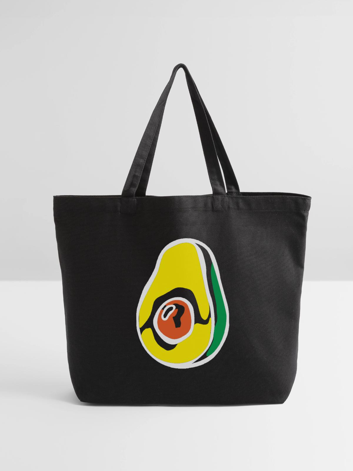Avocado Slice - Eco-Friendly Cotton Tote - black - Front