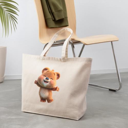 Joyful Baby Bear with Arms Up - Eco-Friendly Cotton Tote