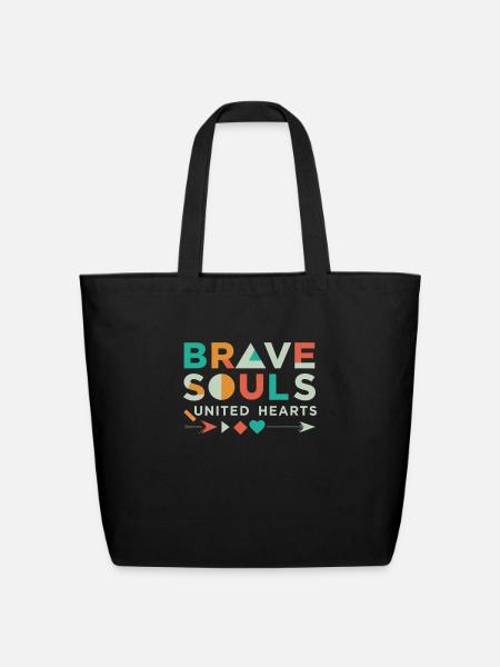 BRAVE SOULS UNITED HEARTS - Eco-Friendly Cotton Tote - black