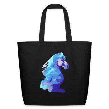 horse head design - Eco-Friendly Cotton Tote - black - Front