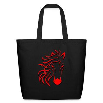 "Red Horse" - A beautiful design for horse lovers - Eco-Friendly Cotton Tote - black - Front