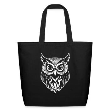 Owl Bird Birds - Eco-Friendly Cotton Tote - black - Front