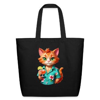 Hawaiian Casino Cat - Eco-Friendly Cotton Tote - black - Front