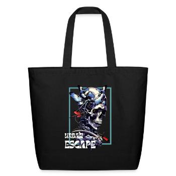 Vaporwave aesthetic dragon fly urban escape - Eco-Friendly Cotton Tote - black - Front