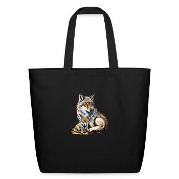wolf give birth - Eco-Friendly Cotton Tote - black - Front