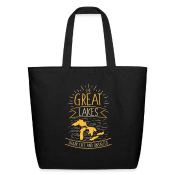 The Great Lakes Shark Free Unsalted Michigan - Eco-Friendly Cotton Tote - black - Front