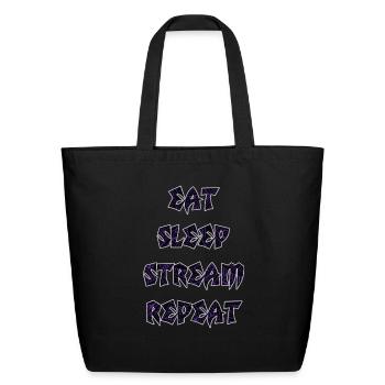 EAT SLEEP STREAM REPEAT - Eco-Friendly Cotton Tote - black - Front