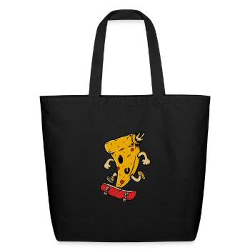slice pizza skate - Eco-Friendly Cotton Tote - black - Front