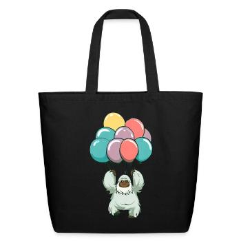 yeti balloon - Eco-Friendly Cotton Tote - black - Front
