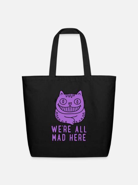 We re All Mad Here - Eco-Friendly Cotton Tote - black