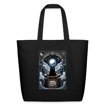 Hermit Tarot Card Cat - Eco-Friendly Cotton Tote - black - Front