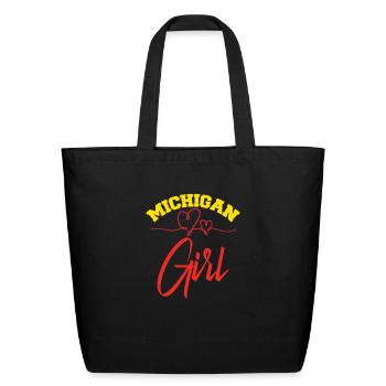 Michigan Girl Michigander I Love Michigan Home - Eco-Friendly Cotton Tote - black - Front