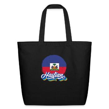 Haitian Heritage Proud Haiti Roots Flag - Eco-Friendly Cotton Tote - black - Front