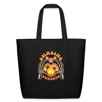 Chasing Sunset - Palm Trees - Eco-Friendly Cotton Tote - black - Front