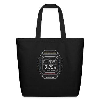 Vintage digital watch clock screen - Eco-Friendly Cotton Tote - black - Front