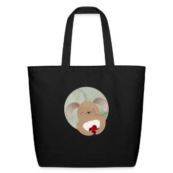 cute bunny with a heart for valentines day - Eco-Friendly Cotton Tote - black - Front