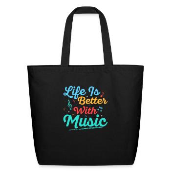 Life Is Better With Music School Music Teacher - Eco-Friendly Cotton Tote - black - Front