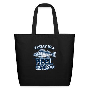 Reel Good Day Fishing - Eco-Friendly Cotton Tote - black - Front