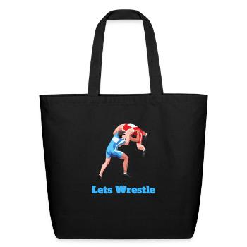 Lets Wrestle Cute Wrestling Design - Eco-Friendly Cotton Tote - black - Front