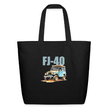 Blue and Yellow FJ40 - Eco-Friendly Cotton Tote - black - Front