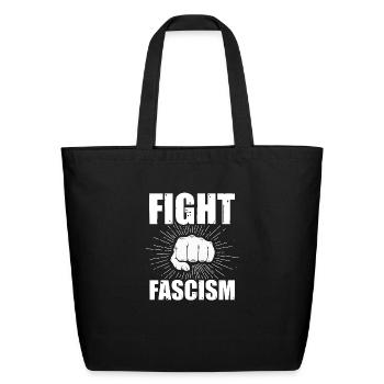Fight Fascism girl - Eco-Friendly Cotton Tote - black - Front