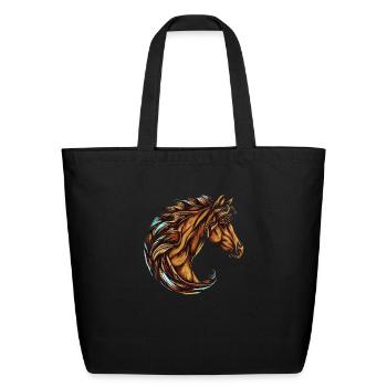 horse - Eco-Friendly Cotton Tote - black - Front