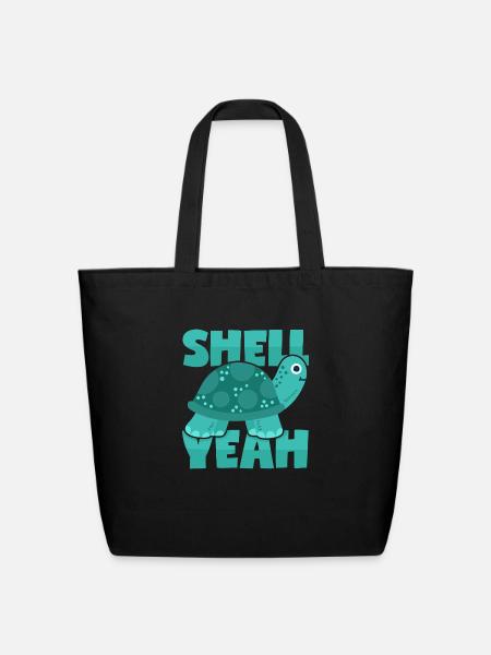 Turtle Shell Yeah Word Joke - Eco-Friendly Cotton Tote - black