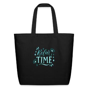 relax time - Eco-Friendly Cotton Tote - black - Front