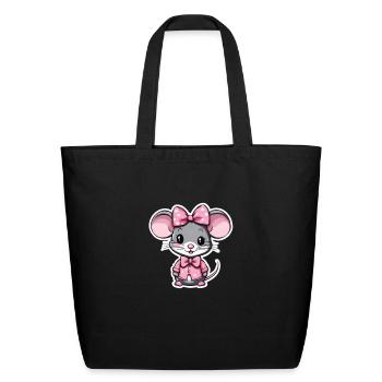 Cute mouse - Eco-Friendly Cotton Tote - black - Front