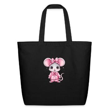 Cute mouse - Eco-Friendly Cotton Tote - black - Front