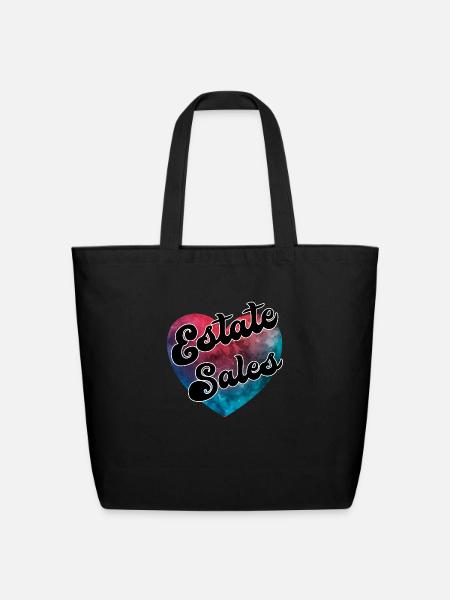 Estate Sales Watercolor heart - Eco-Friendly Cotton Tote - black