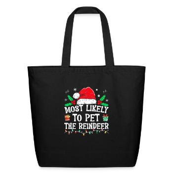 Pet The Reindeer - Eco-Friendly Cotton Tote - black - Front