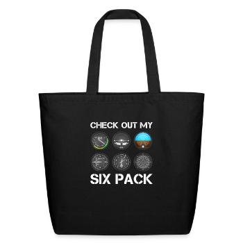 Funny Pilot Airplane Flight Instruments - Eco-Friendly Cotton Tote - black - Front