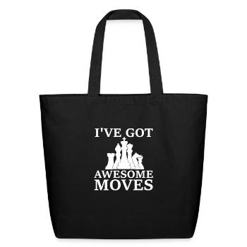 Funny Chess Player Checkerboard Chess Board - Eco-Friendly Cotton Tote - black - Front