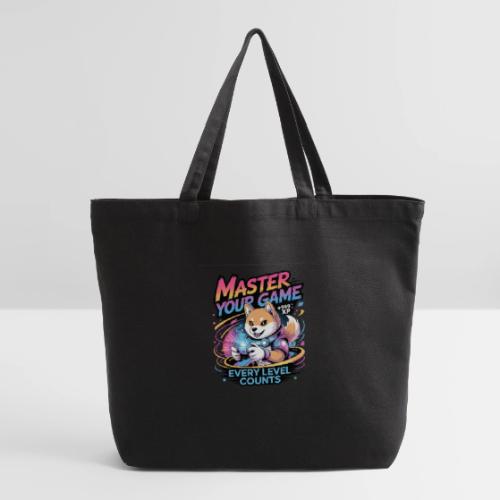 Cute Gamer Shiba Inu Level Up - Eco-Friendly Cotton Tote