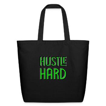 HUSTLE HARD - Eco-Friendly Cotton Tote - black - Front