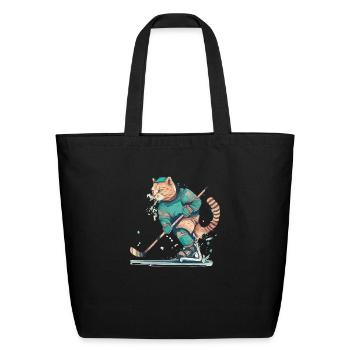 ice hockey cat - Eco-Friendly Cotton Tote - black - Front