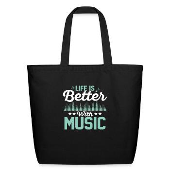 Life Is Better With Music Music Teacher School - Eco-Friendly Cotton Tote - black - Front