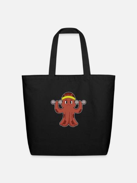 Octopus Fitness Dumbbells Sports - Eco-Friendly Cotton Tote - black