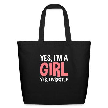 Wrestler Girl Wrestle Wrestling - Eco-Friendly Cotton Tote - black - Front