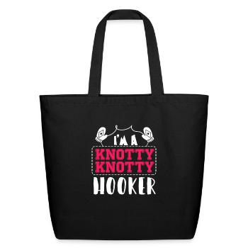 Knotty Knotty Hooker Knitting - Eco-Friendly Cotton Tote - black - Front
