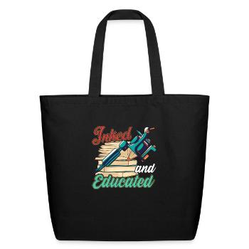 Cute Inked And Educated Tattoo Artist Ink Obsessed - Eco-Friendly Cotton Tote - black - Front