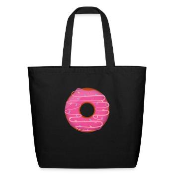 Pastry Donut With Pink Strawberry Frosting - Eco-Friendly Cotton Tote - black - Front