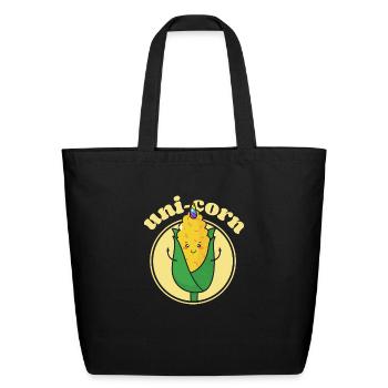 Funny Uni Corn Kawaii - Eco-Friendly Cotton Tote - black - Front