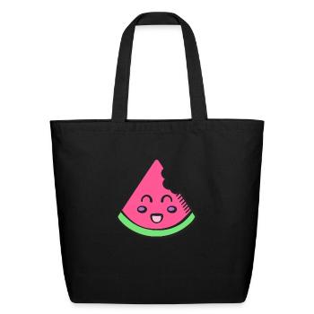 Happy Melon Slice - Eco-Friendly Cotton Tote - black - Front